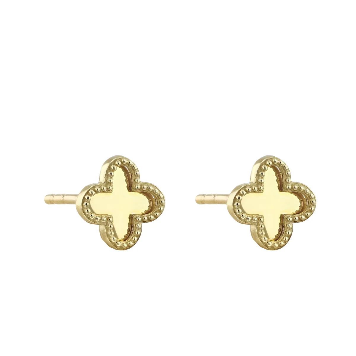 Soleil Collection Polished Quatrefoil Stud Earrings | 9K Solid Yellow Gold