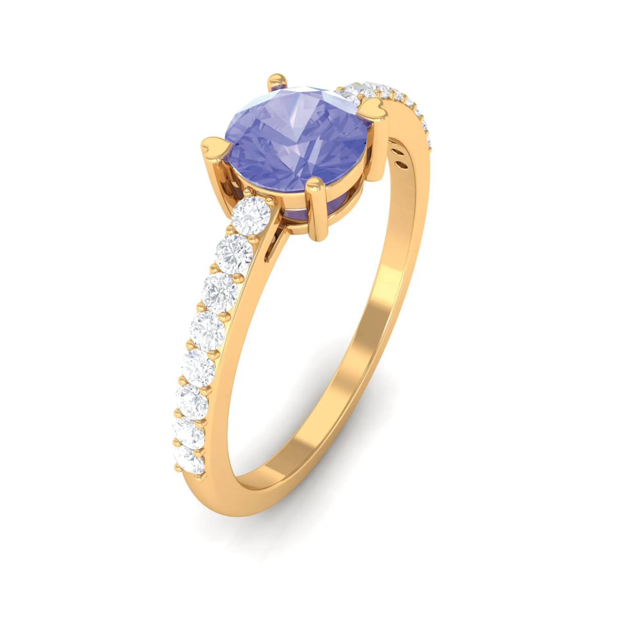 Solitaire Tanzanite Designer Promise Ring with Diamond