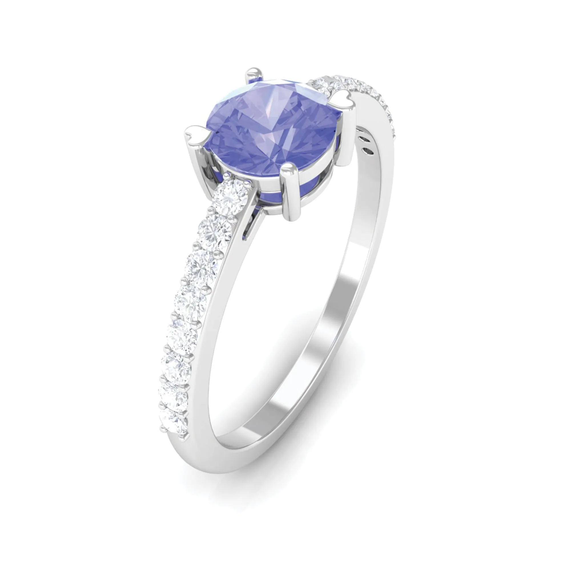 Solitaire Tanzanite Designer Promise Ring with Diamond