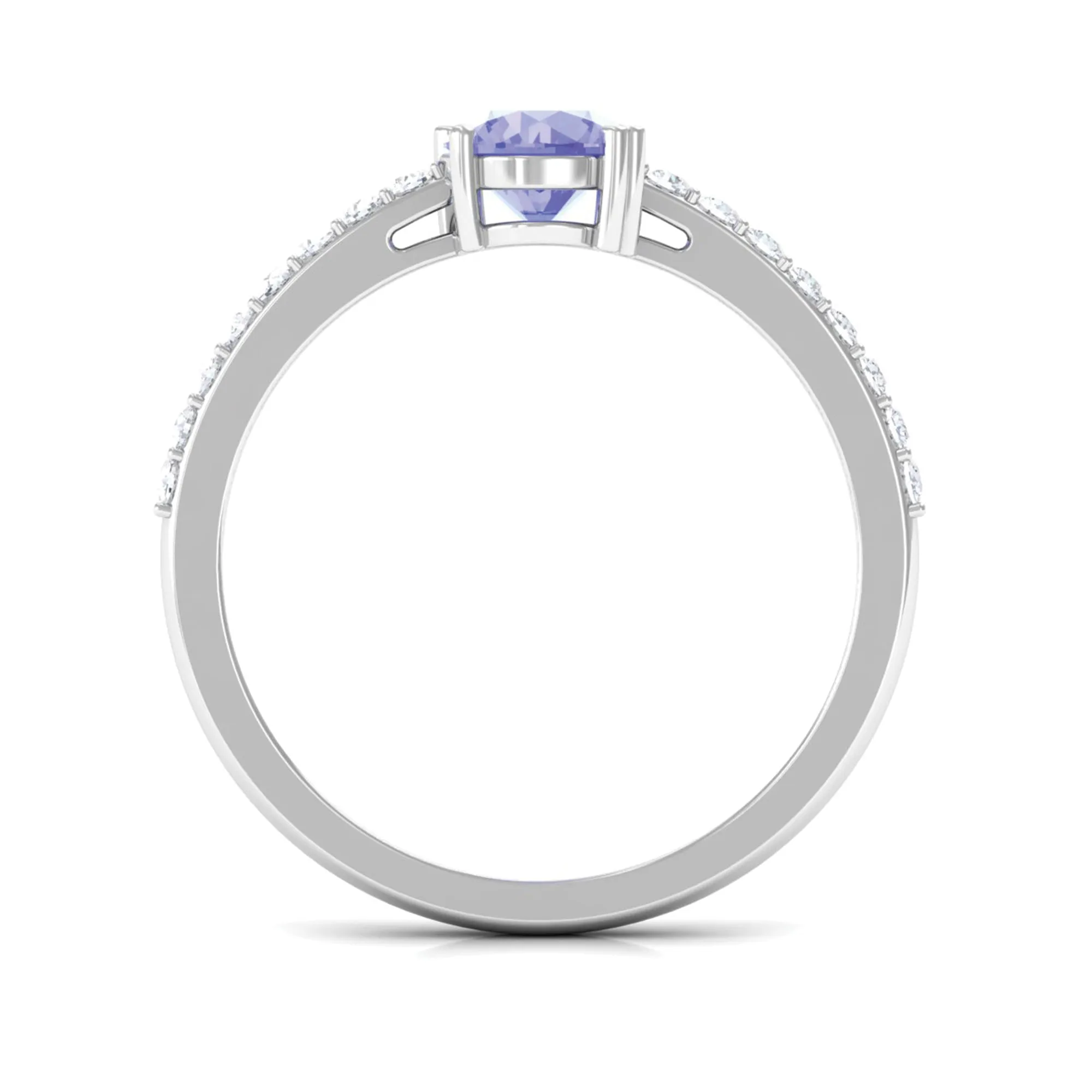 Solitaire Tanzanite Designer Promise Ring with Diamond