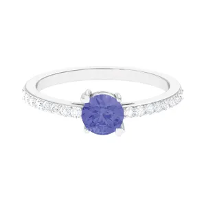 Solitaire Tanzanite Designer Promise Ring with Diamond