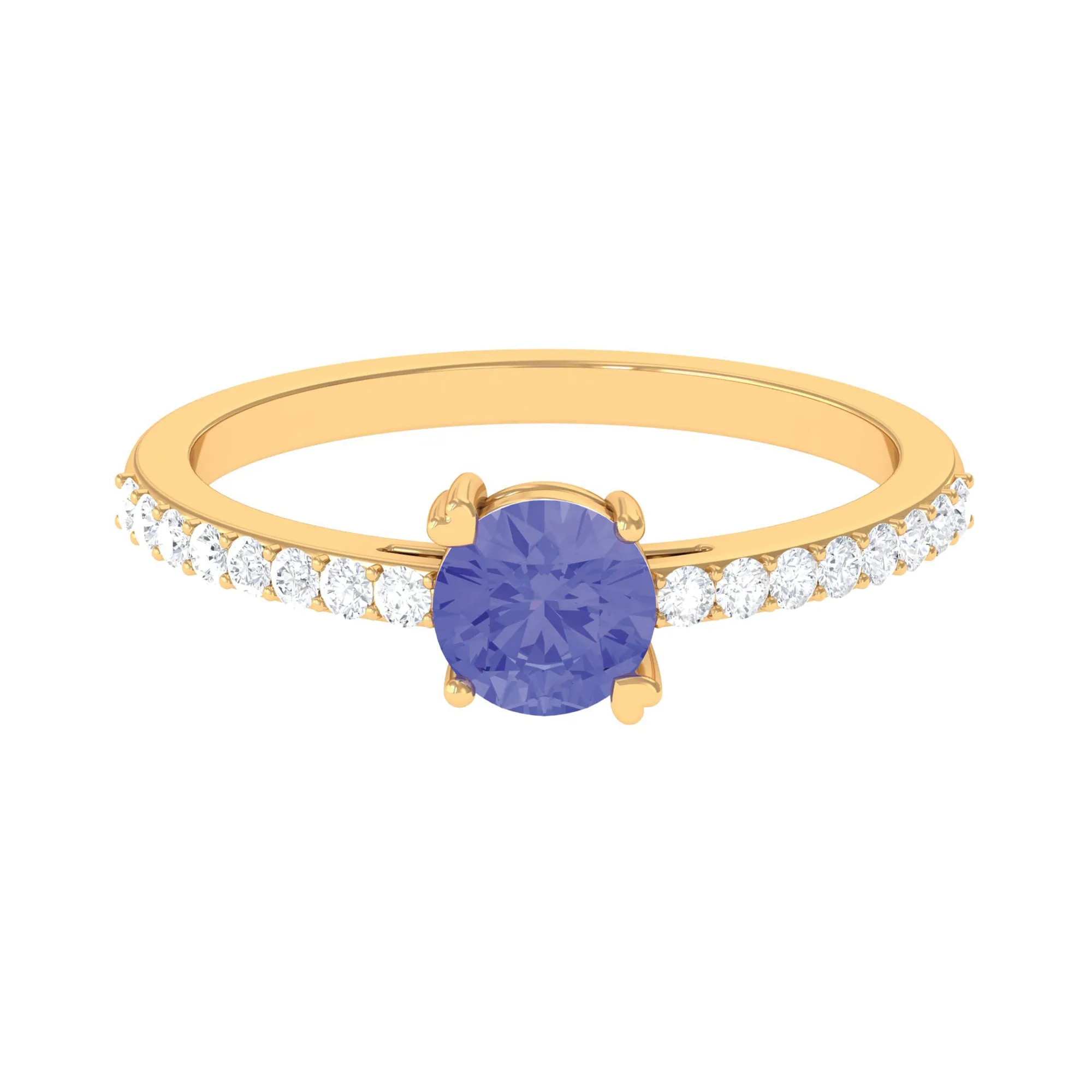 Solitaire Tanzanite Designer Promise Ring with Diamond