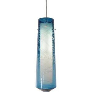 Spun 5 in. LED Pendant Light 4000K Satin Nickel Finish, 120-277V Steel Blue Shade