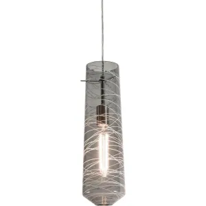 Spun 5 in. Pendant Light Satin Nickel Finish Smoke Shade