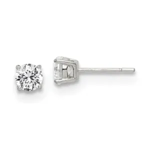 SS POLISHED 5MM CZ POST EARRIN