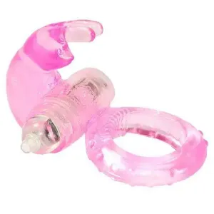 Stretchy Silicone Pink Extra Powerful Vibrating Rabbit Cock Ring