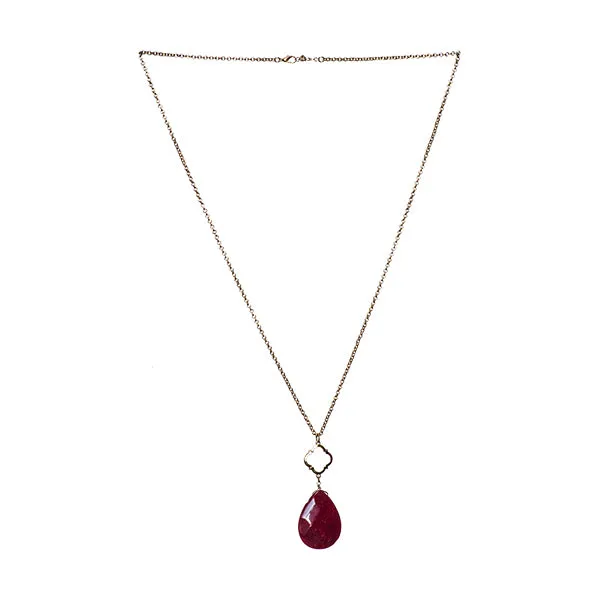 Susie Teardrop Stone Long Necklace