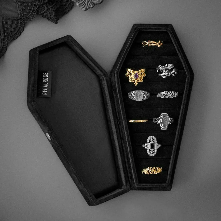 The Black Velvet Coffin Ring Case