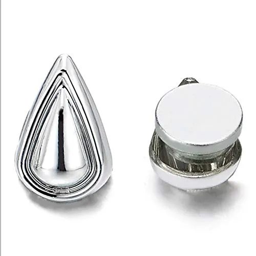 Womens Small Magnetic Teardrop Stud Earring, Non-Piercing Clip On Fake Ear, Polished