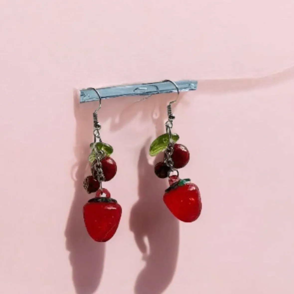 Y2K - 3D red cherry or lemon dangle earrings | fruits dangle earrings | minimalist statement | cute y2k kawaii earrings | burgundy red cherry petals