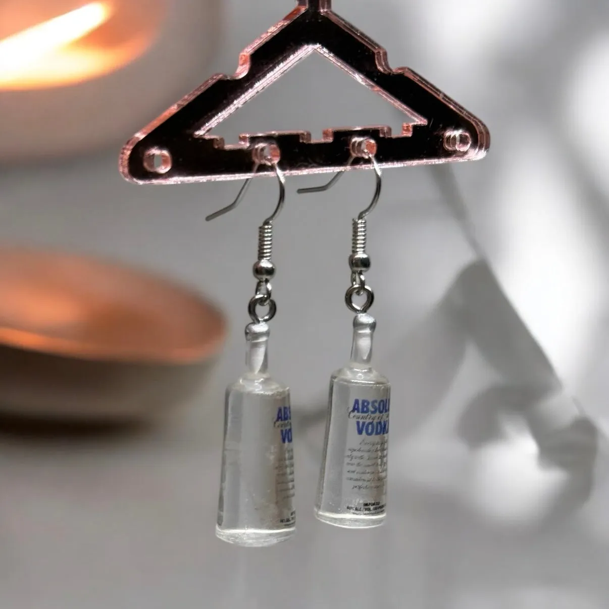 Y2K - miniature bottle dangle minimalist vodka earrings | Kawaii drop earrings | birthday party earrings