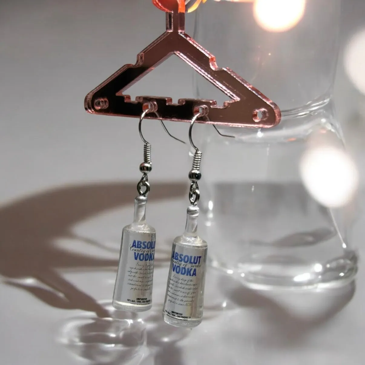 Y2K - miniature bottle dangle minimalist vodka earrings | Kawaii drop earrings | birthday party earrings