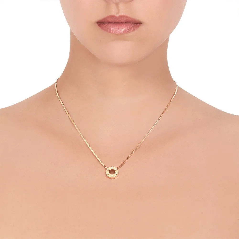 Yellow Gold Adjustable Length Prime Pendant Necklace with White Diamonds