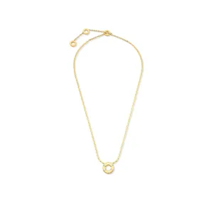 Yellow Gold Adjustable Length Prime Pendant Necklace with White Diamonds