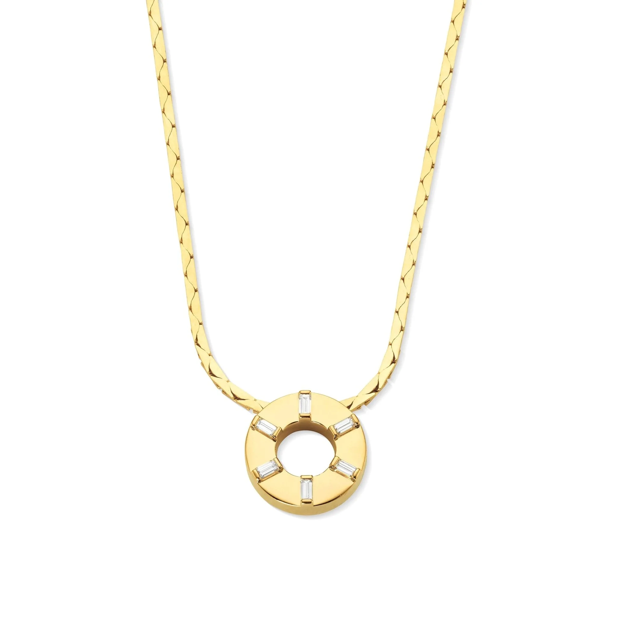 Yellow Gold Adjustable Length Prime Pendant Necklace with White Diamonds